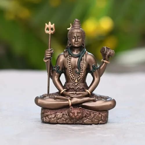 Collectible India Lord Shiv Idol 8.6cm (3.4 Inches) | Intricately Detailed Cold Cast Bronze Figurine thumbnail 1