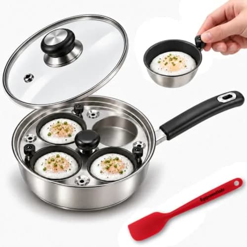 Eggssentials Egg Poacher Pan 4 Cup | Stainless Steel, PFOA Free, Induction Compatible, Dishwasher Safe thumbnail 1