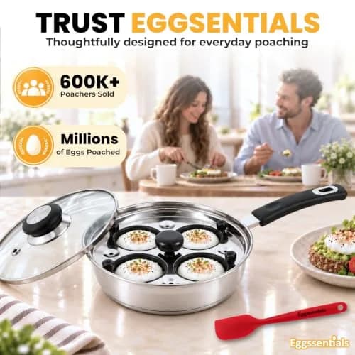 Eggssentials Egg Poacher Pan 4 Cup | Stainless Steel, PFOA Free, Induction Compatible, Dishwasher Safe thumbnail 2