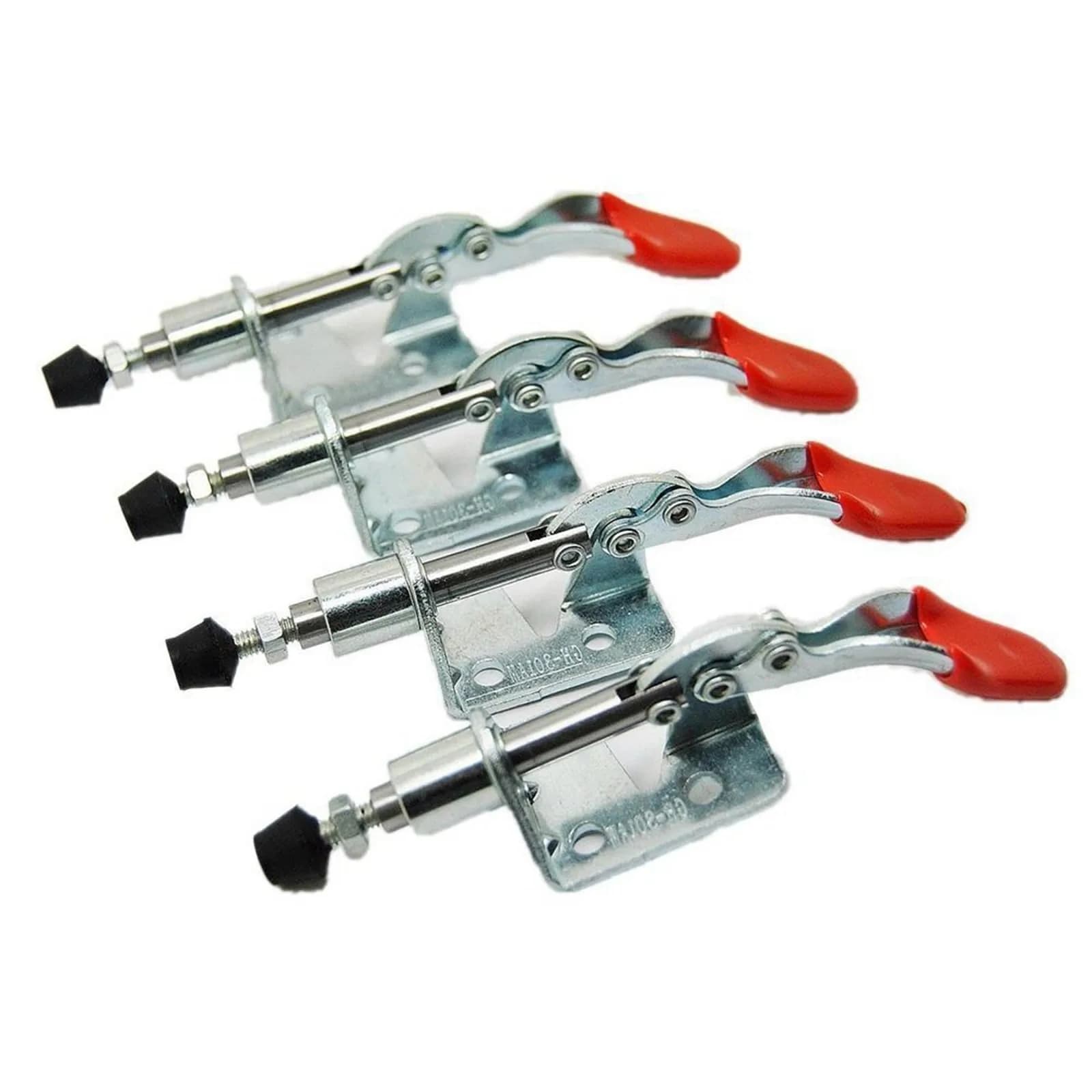 XRPAOWA 4 Pcs Toggle Clamp 301AM Push Pull Action Light Duty | 18mm Plunger Stroke — Silver & Red