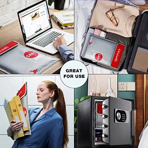 COLCASE Fireproof Document Bag 2 Pockets 38cm x 28cm (15" x 11") | Silicone Coated Fiberglass for 2000°F Protection thumbnail 5