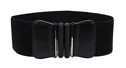 VOCHIC Wide Elastic Plus Size Belt for Women Cinch Waist Belt Stretch Waistband, Black, S-M(25"- 30") thumbnail 1