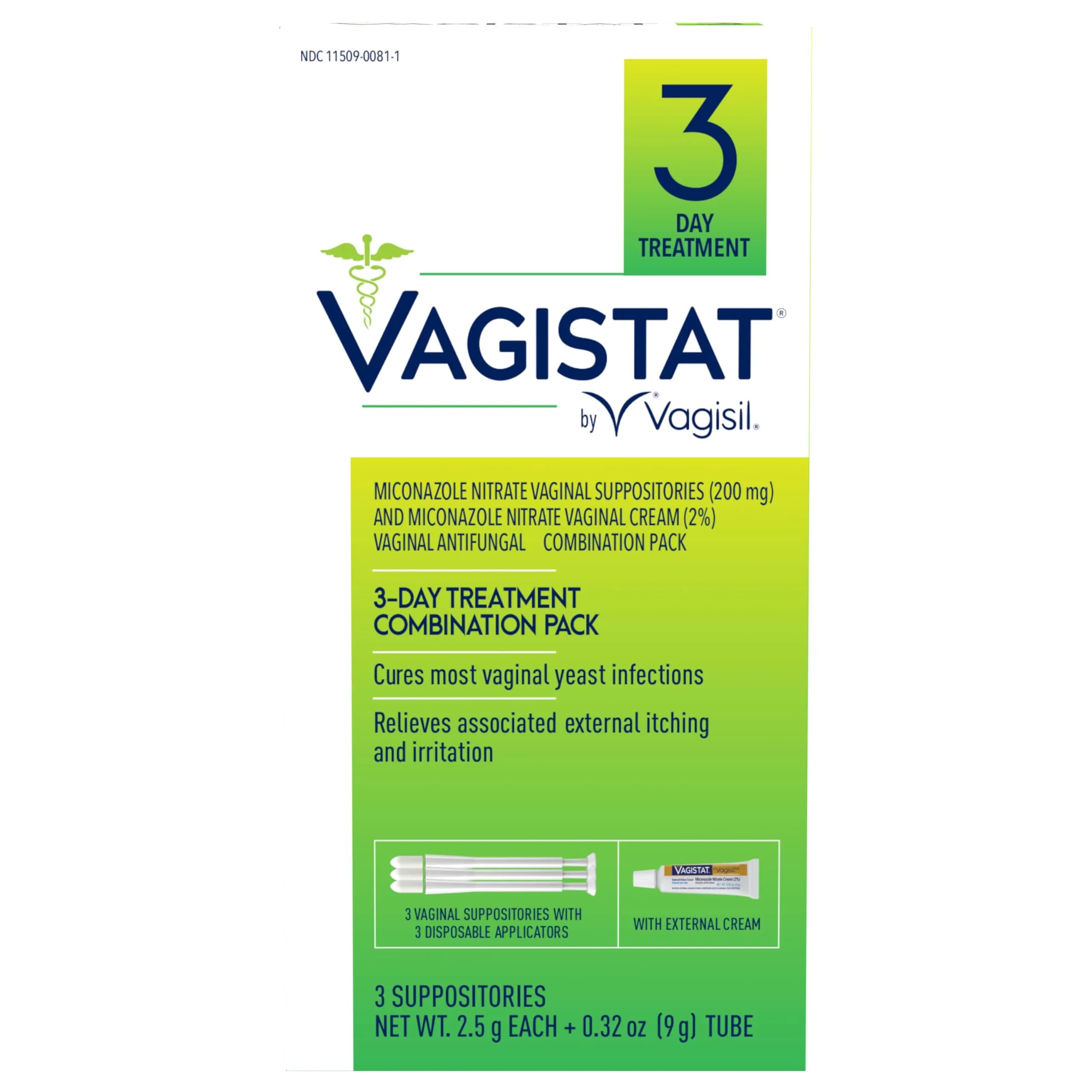Vagisil Vagistat 3-Day Yeast Infection Treatment | 3 Pre-Filled Applicators & External Cream for Women