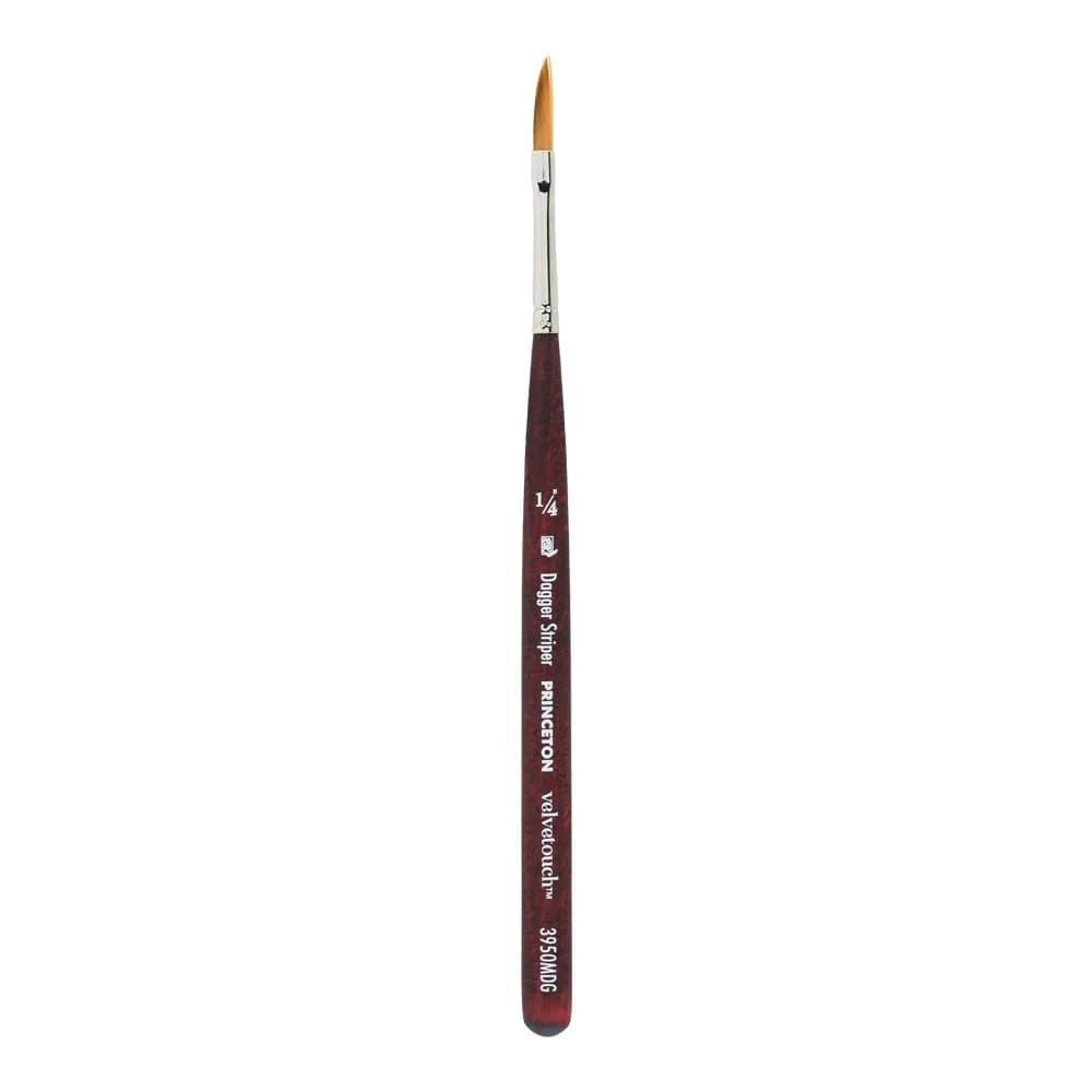 Princeton Velvetouch Series 3950 1/4 Inch Mini Dagger Striper Paint Brush for Acrylic Oil Watercolor | Synthetic Filaments — Size 1/4 inch