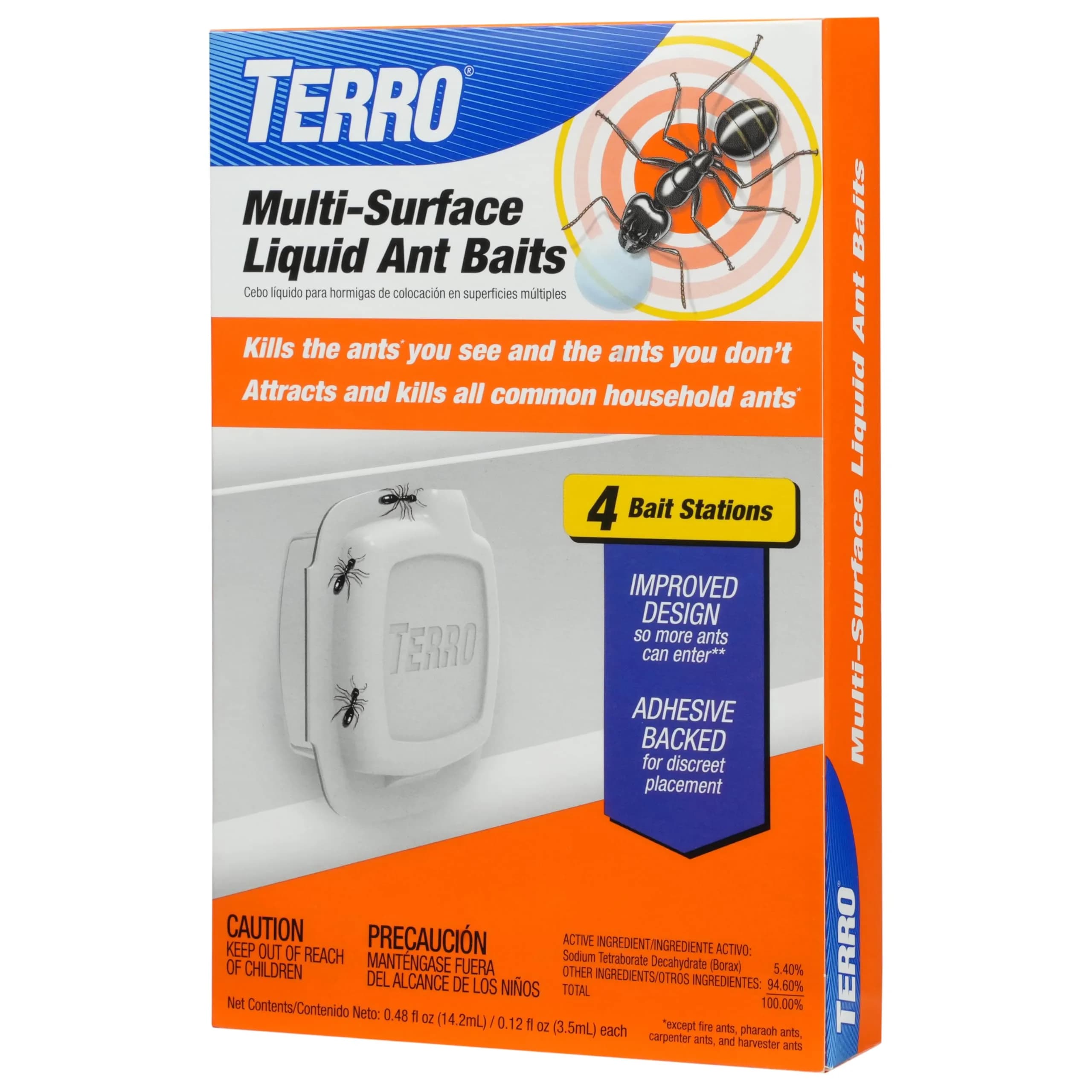 TERRO Multi-Surface Liquid Ant Baits, 4 Bait Stations | Kills Common Household Ants - main product image