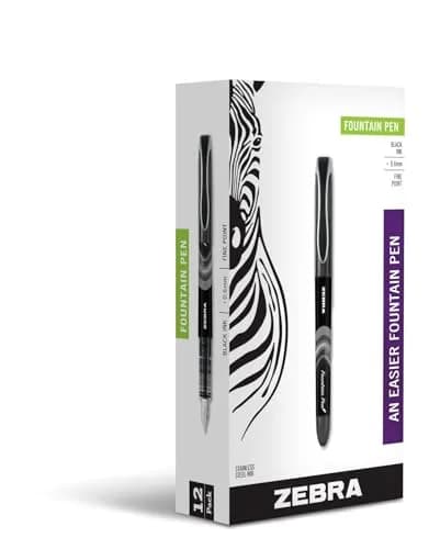 Zebra Pen Fountain Pen 0.6mm Fine Point 12-Pack | Smooth Ink Flow for Writing thumbnail 1
