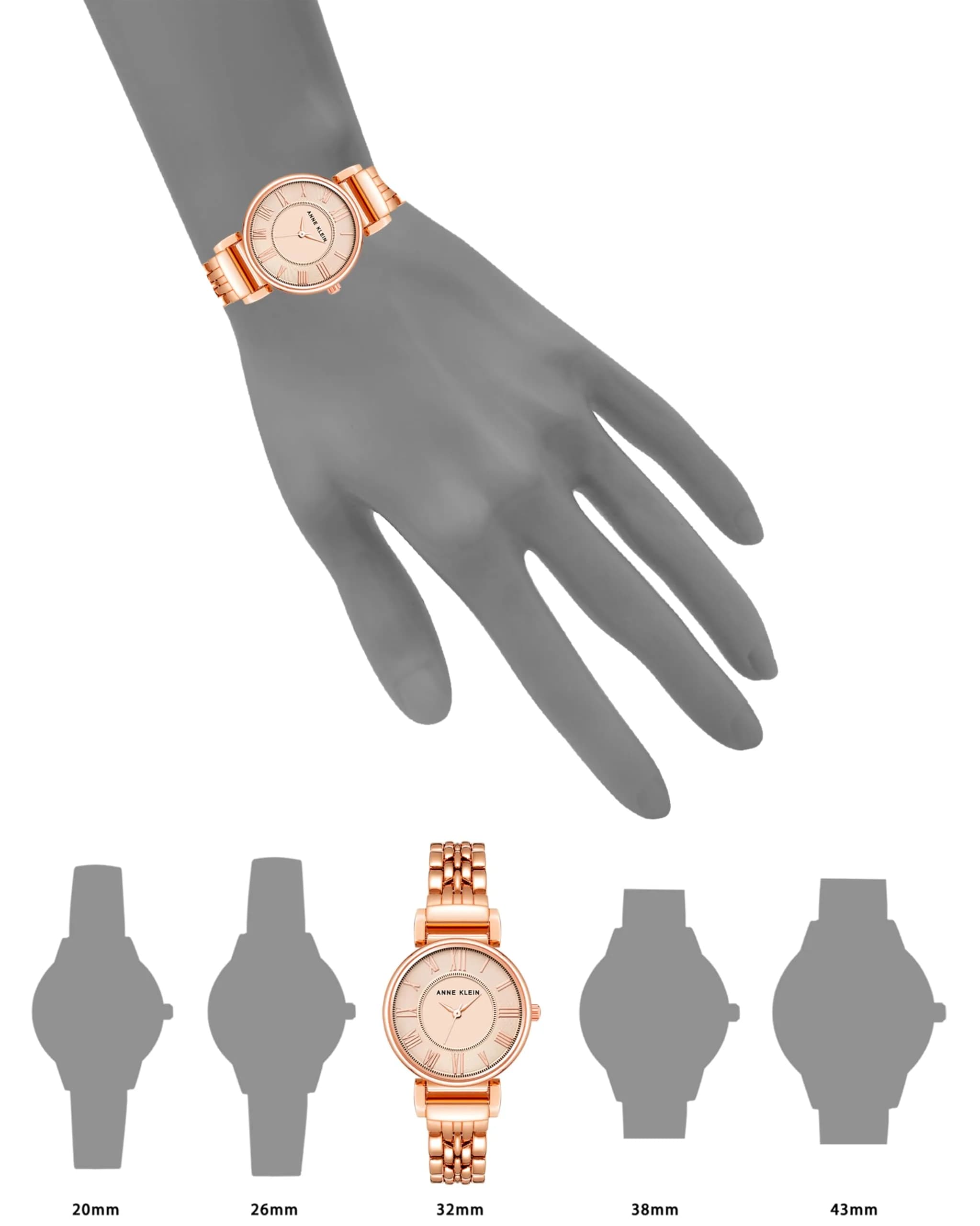 Anne Klein Women's Rose Gold-Tone Bracelet Watch 30mm (1.18in) | Japanese Quartz Movement - view 3