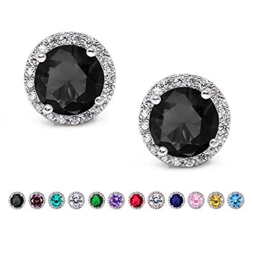 SWEETV Cubic Zirconia Stud Earrings 8mm | Elegant Rhinestone Jewelry for Women thumbnail 1