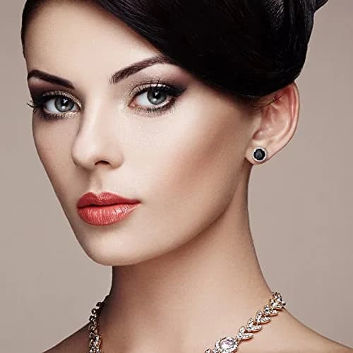SWEETV Cubic Zirconia Stud Earrings 8mm | Elegant Rhinestone Jewelry for Women thumbnail 2