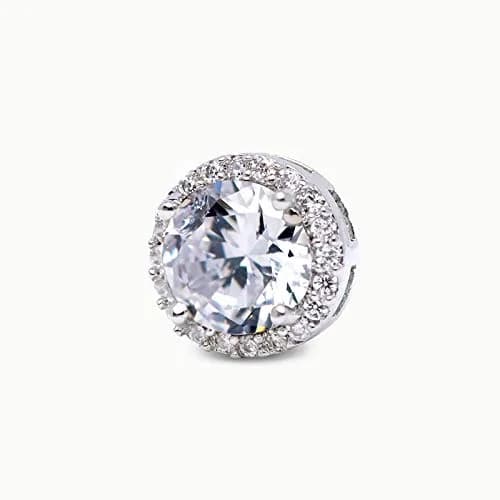 SWEETV Cubic Zirconia Stud Earrings, 8mm Round Cut, Rhinestone Hypoallergenic Earrings for Women-suitable for ages 15+ (01.Silver) thumbnail 4