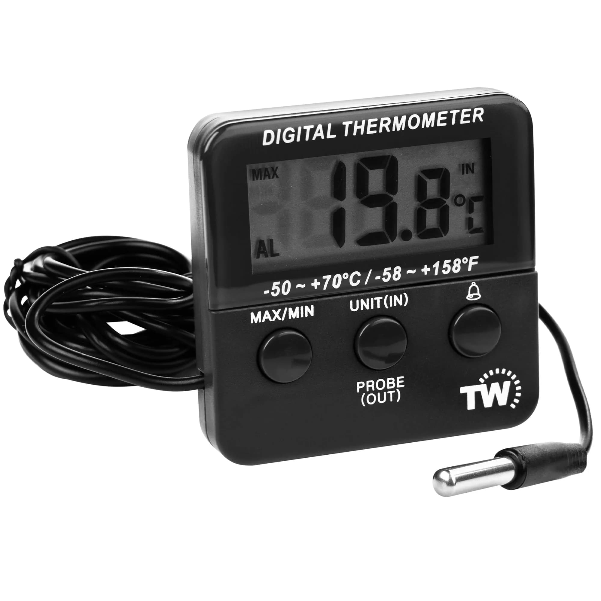 Thermometer World Digital Fridge Thermometer with Alarm & Probe -50 to +70°C (156 g) | Monitors Chilled Food Temperature - main product image