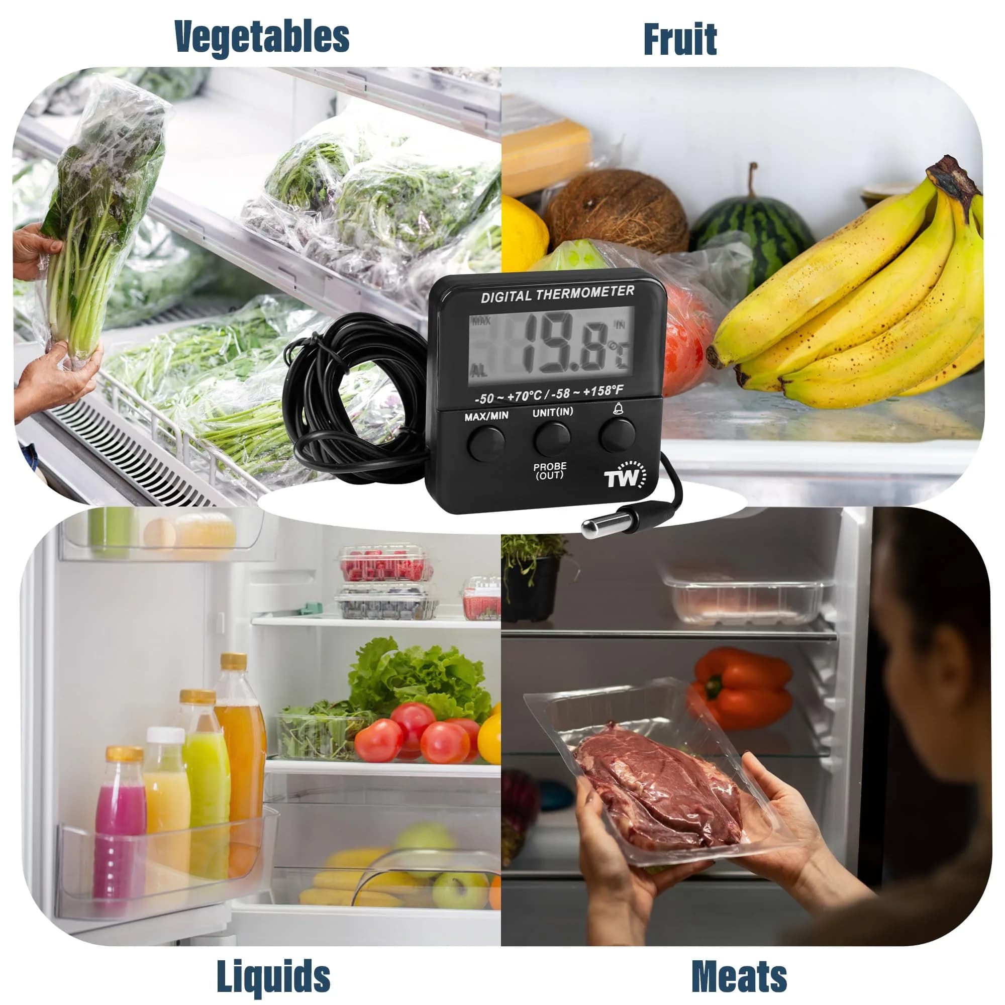Thermometer World Digital Fridge Thermometer with Alarm & Probe -50 to +70°C (156 g) | Monitors Chilled Food Temperature - view 7