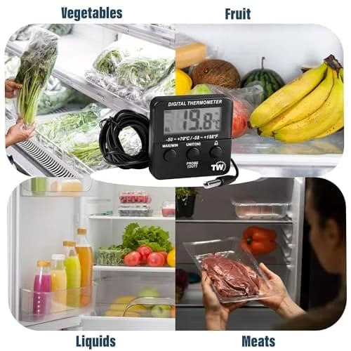 Thermometer World Digital Fridge Thermometer with Alarm & Probe -50 to +70°C (156 g) | Monitors Chilled Food Temperature thumbnail 7