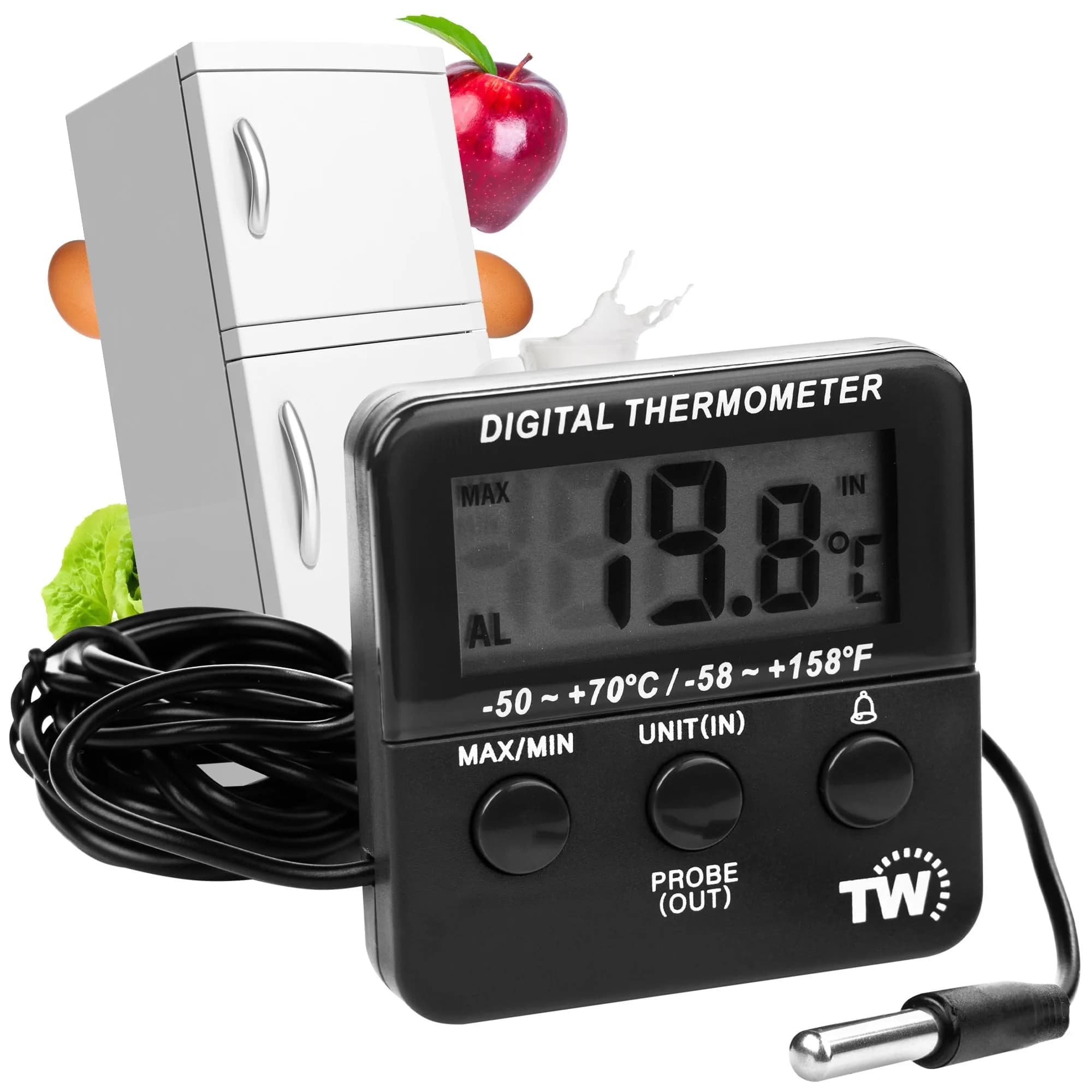 Thermometer World Digital Fridge Thermometer with Alarm & Probe -50 to +70°C (156 g) | Monitors Chilled Food Temperature - view 8
