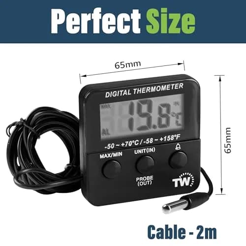 Thermometer World Digital Fridge Thermometer with Alarm & Probe -50 to +70°C (156 g) | Monitors Chilled Food Temperature thumbnail 3