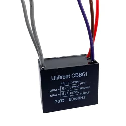 YJZR CBB61 Ceiling Fan Capacitor 4.5uf+6uf+5uf 5 Wire 250V | Controls Fan Speed & Start Mechanisms thumbnail 4