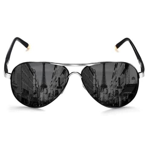 ROCKNIGHT Polarized Aviator Sunglasses Men Women UV400 Metal Frame Driving | Classic Flat Top Style thumbnail 1