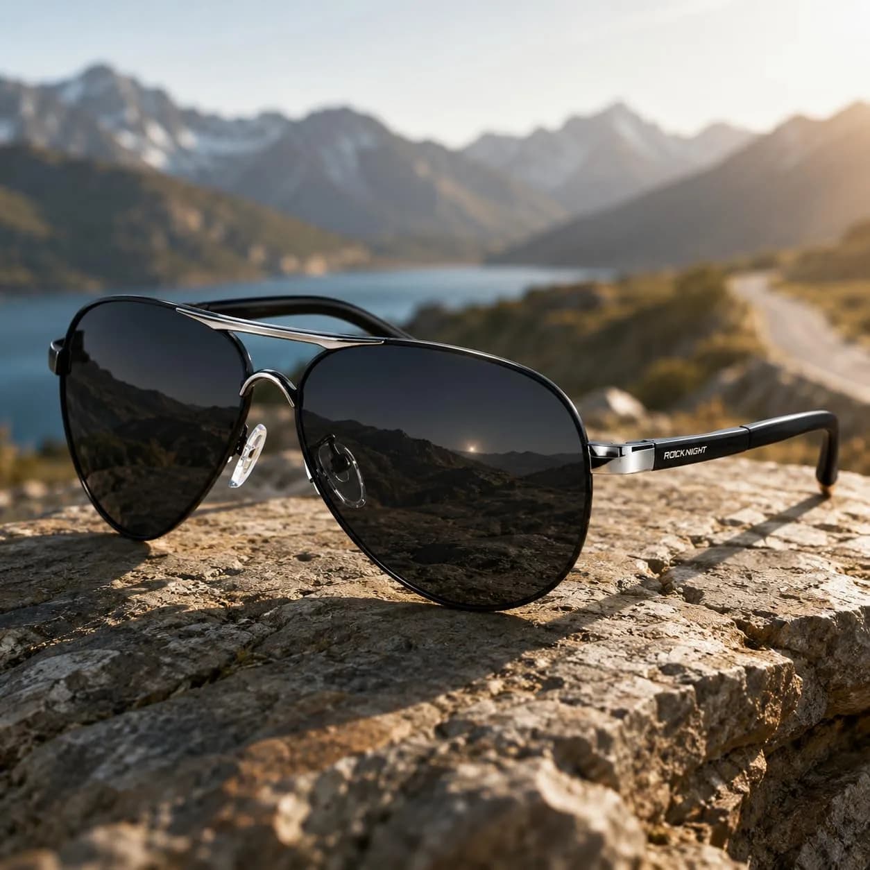 ROCKNIGHT Polarized Aviator Sunglasses Men Women UV400 Metal Frame Driving | Classic Flat Top Style - view 8