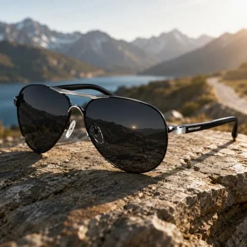 ROCKNIGHT Polarized Aviator Sunglasses Men Women UV400 Metal Frame Driving | Classic Flat Top Style thumbnail 8