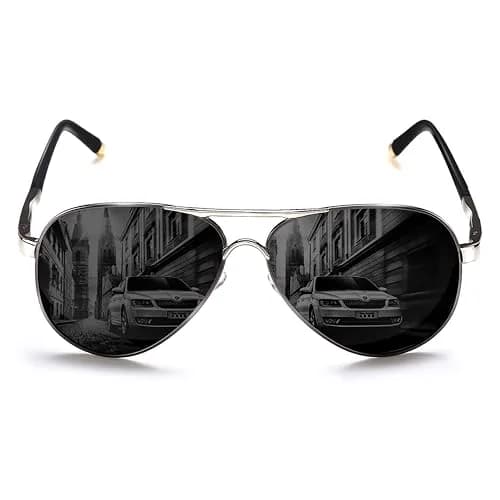 ROCKNIGHT Polarized Aviator Sunglasses Men Women UV400 Metal Frame Driving | Classic Style, 58mm Lens Width thumbnail 1