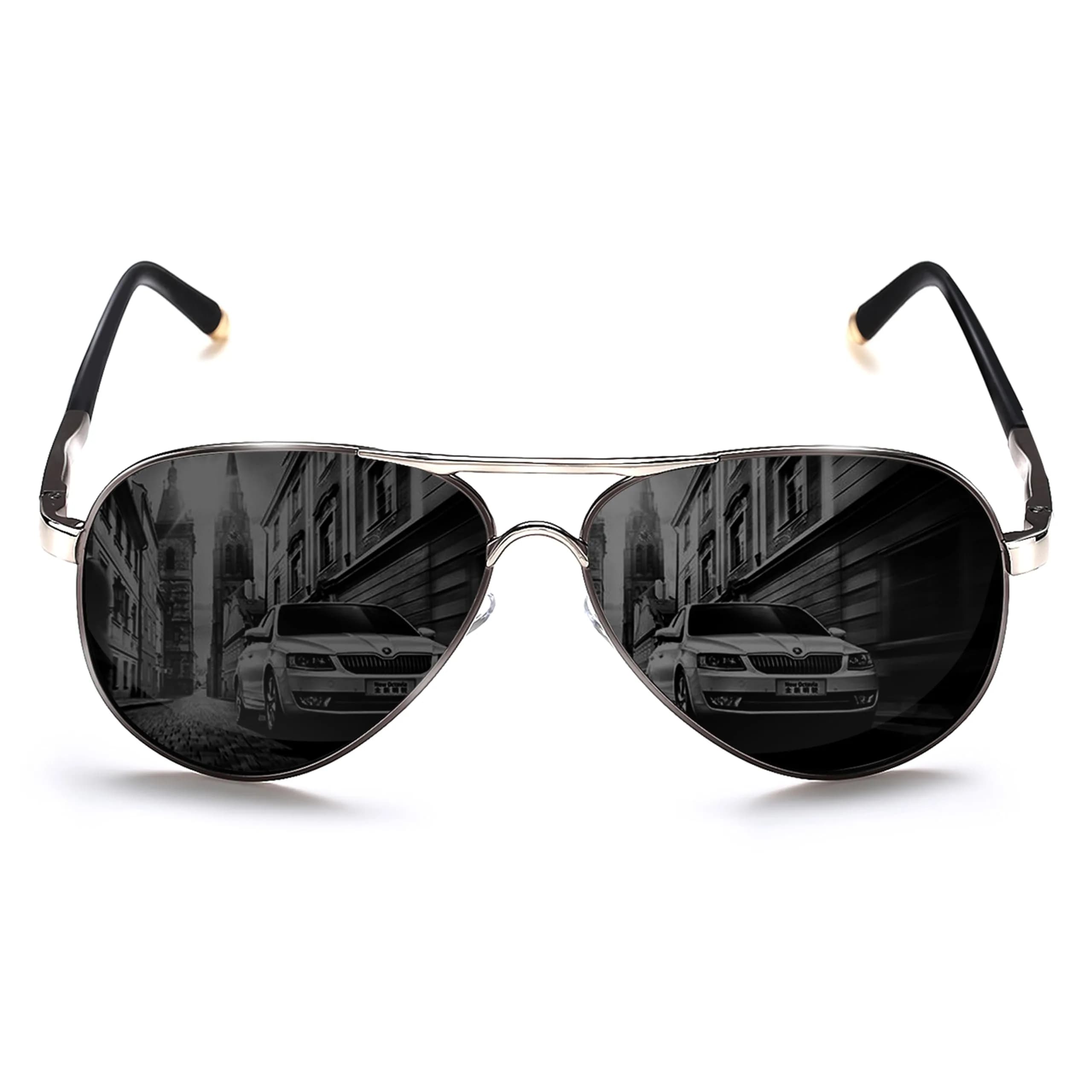 ROCKNIGHT Polarized Aviator Sunglasses Men Women UV400 Metal Frame Driving | Classic Fashion Style — Silver Ruthenium Frame/Gray Lens(not Mirror)