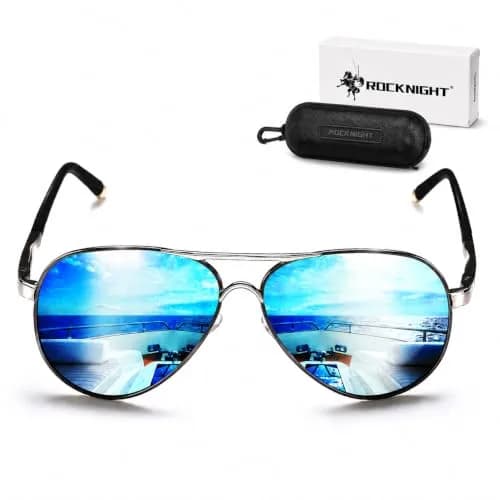ROCKNIGHT Polarized Aviator Sunglasses Men Women UV400 Metal Frame Driving | Classic Fashion Style thumbnail 1