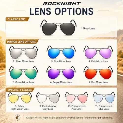ROCKNIGHT Polarized Aviator Sunglasses Men Women UV400 Metal Frame Driving | Classic Fashion Style thumbnail 7