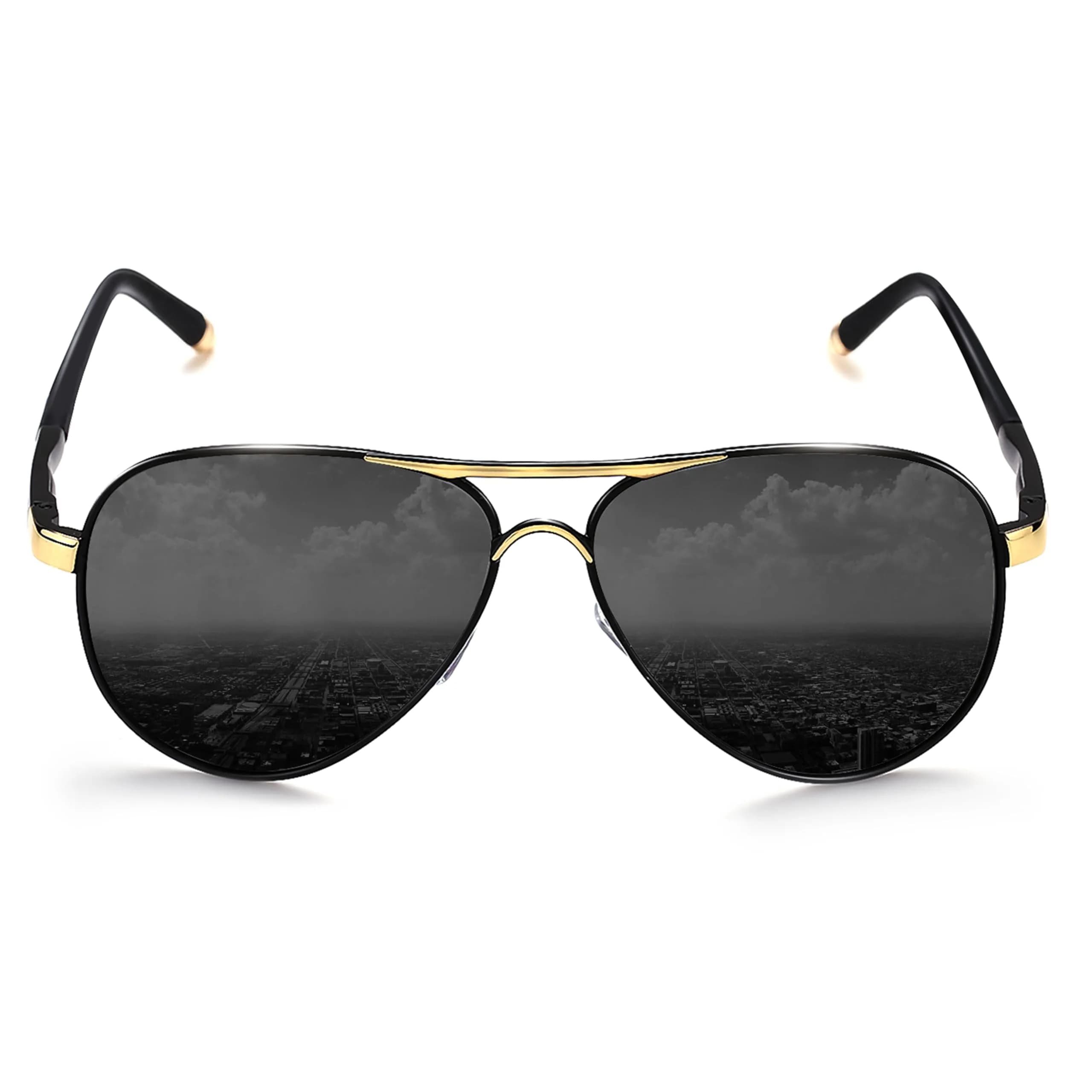 ROCKNIGHT Polarized Aviator Sunglasses Men Women UV400 Metal Frame Driving | Classic Fashion Style — Grey