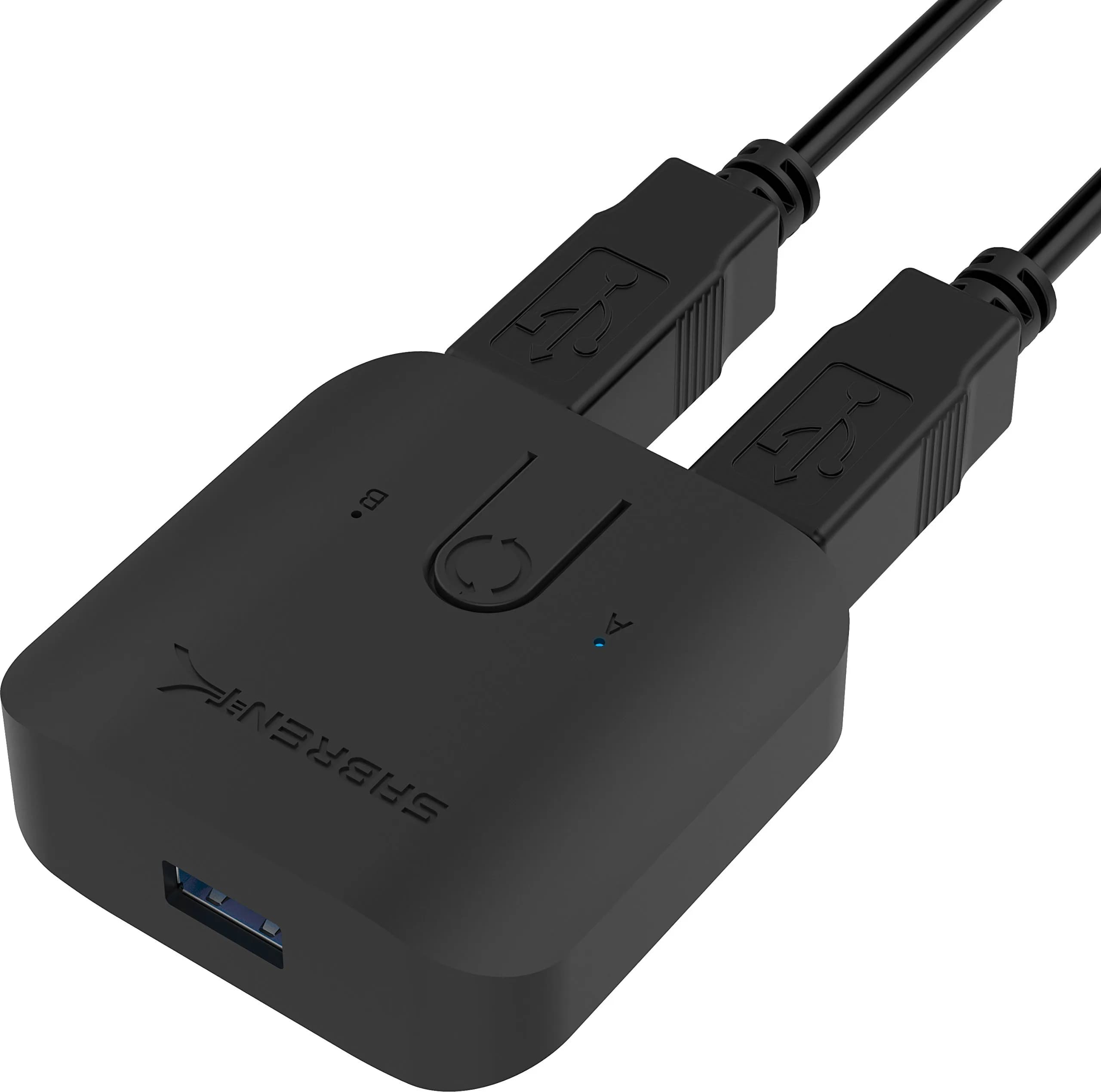 SABRENT USB 3.0 Sharing Switch for Multiple Computers | LED Indicator, Plug & Play, 5Gbps Data Speed (1 Count) — USB 3.0 Switch