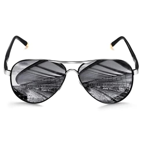 ROCKNIGHT Polarized Aviator Sunglasses Men Women UV400 Metal Frame Driving | Lightweight & Adjustable Fit thumbnail 1