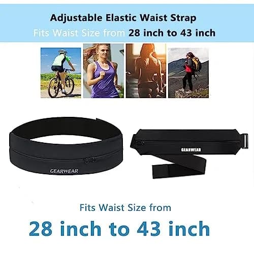 GEARWEAR Running Belt for Women & Men | Waist Phone Holder, Travel Waistband, Fitness Jogging | One Size (22-45 inches) thumbnail 4