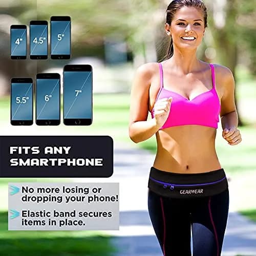 GEARWEAR Running Belt for Women & Men | Waist Phone Holder, Travel Waistband, Fitness Jogging | One Size (22-45 inches) thumbnail 3