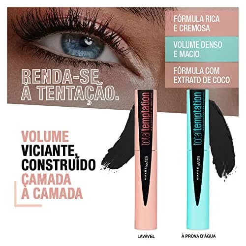 Maybelline New York Total Temptation Washable Mascara, Very Black, 8ml (0.27 fl oz) | Volumizing & Fluffy Lashes thumbnail 6