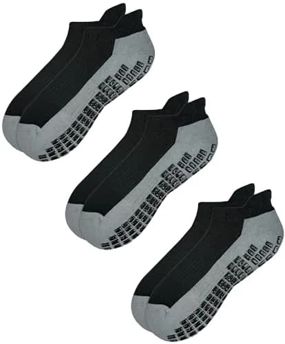 RATIVE Super Grips Anti Slip Socks for Adults Men Women | Non Skid Yoga Hospital Socks (Medium, 3-Pairs/Black) thumbnail 1