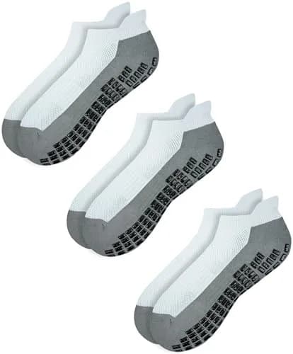 RATIVE Super Grips Anti Slip Non Skid Yoga Hospital Socks for Adults Men Women (Medium, 3-Pairs/White) | Breathable, Durable & Non Slip thumbnail 1