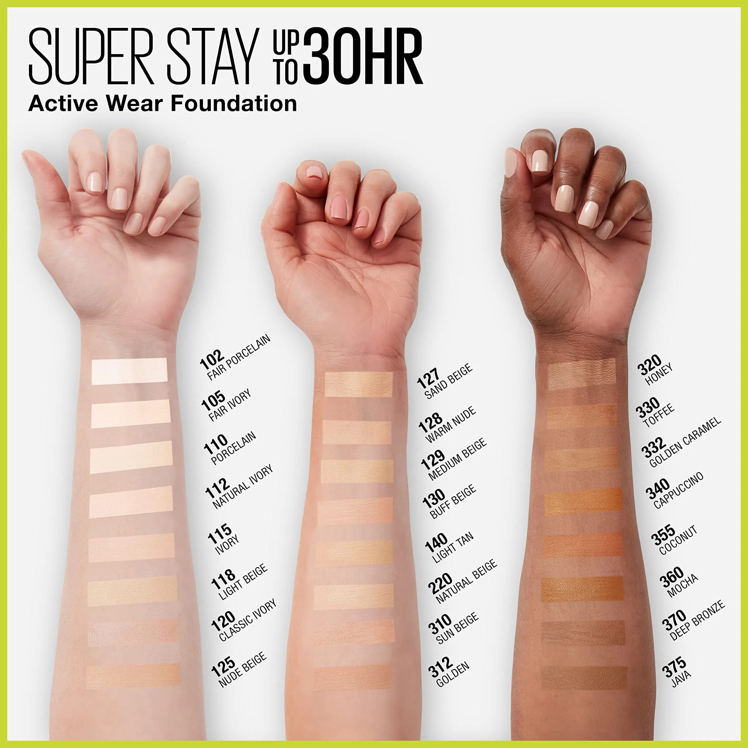 Maybelline Super Stay Full Coverage Liquid Foundation 30ml (1 Fl Oz) | Active Wear Matte Finish - view 3