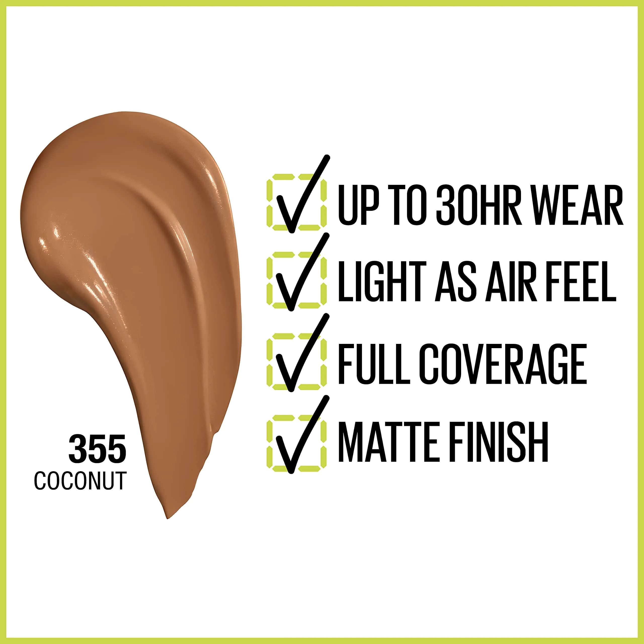 Maybelline Super Stay Coconut Active Wear Full Coverage Liquid Foundation - 30ml Matte Finish thumbnail 2