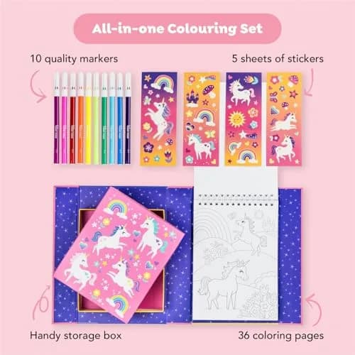 Tiger Tribe Unicorns Coloring Set - Kids Activity Kit 14cm x 21cm | Screen-Free Creative Play thumbnail 3