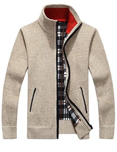 Yeokou Men's Slim Fit Zip Up Casual Knitted Cardigan Sweater with Pockets 38% Cashmere Blend | Casual & Warm thumbnail 1