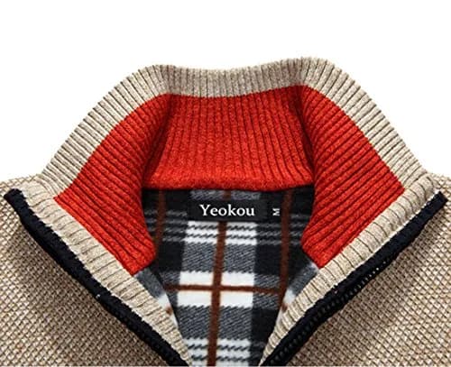 Yeokou Men's Slim Fit Zip Up Casual Knitted Cardigan Sweater with Pockets 38% Cashmere Blend | Casual & Warm thumbnail 4