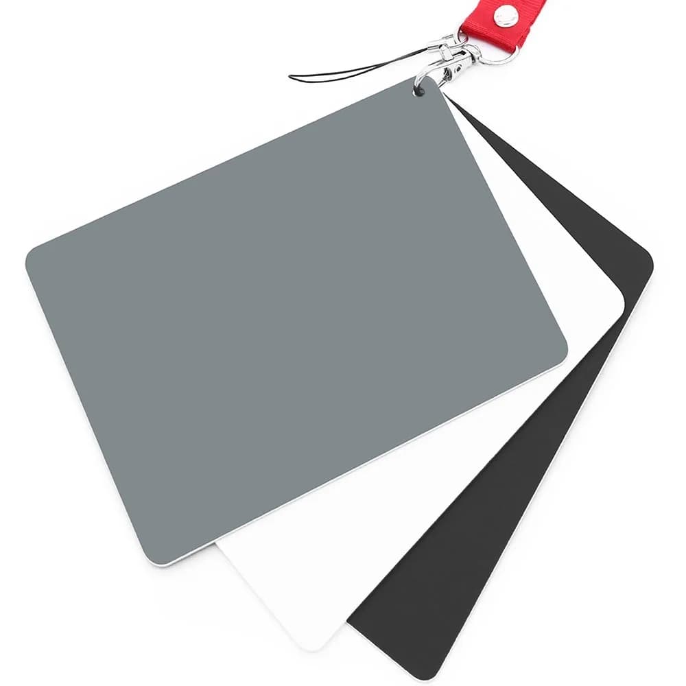 Anwenk Large Grey Card 5.3"x 7.28" (13.5x18.5 cm) | Neutral 18% Exposure Photography White Balance Card with Lanyard — grey