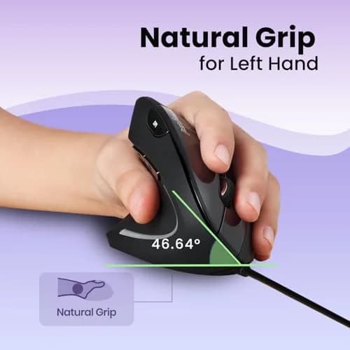 Perixx Perimice-513L Wired Vertical Ergonomic Mouse for Left Handers | 1600 DPI thumbnail 4