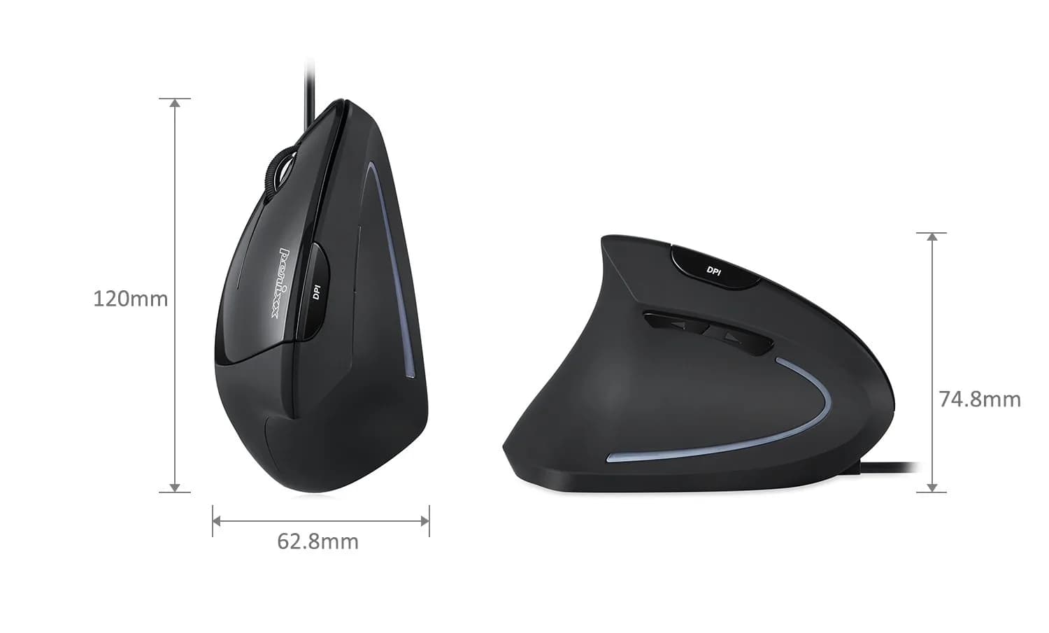Perixx Perimice-513L Wired Vertical Ergonomic Mouse for Left Handers | 1600 DPI - view 3