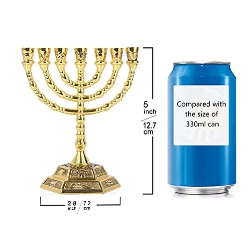 BRTAGG 12 Tribes of Israel Menorah 7 Branch Candle Holder 12.7cm (5 Inches) | Jerusalem Temple Design thumbnail 3