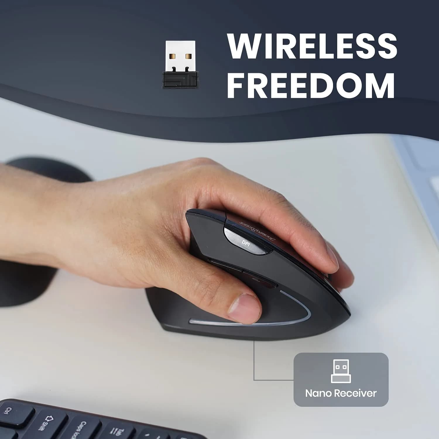 Perixx PERIMICE-713L Wireless Ergonomic Left Handed Vertical Mouse | 120x75x63 mm - view 6