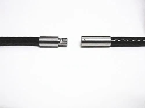 Glory Qin Black Silk Leather Cord Necklace 3mm (26 Inch / 65 cm) | Stainless Steel Clasp thumbnail 2