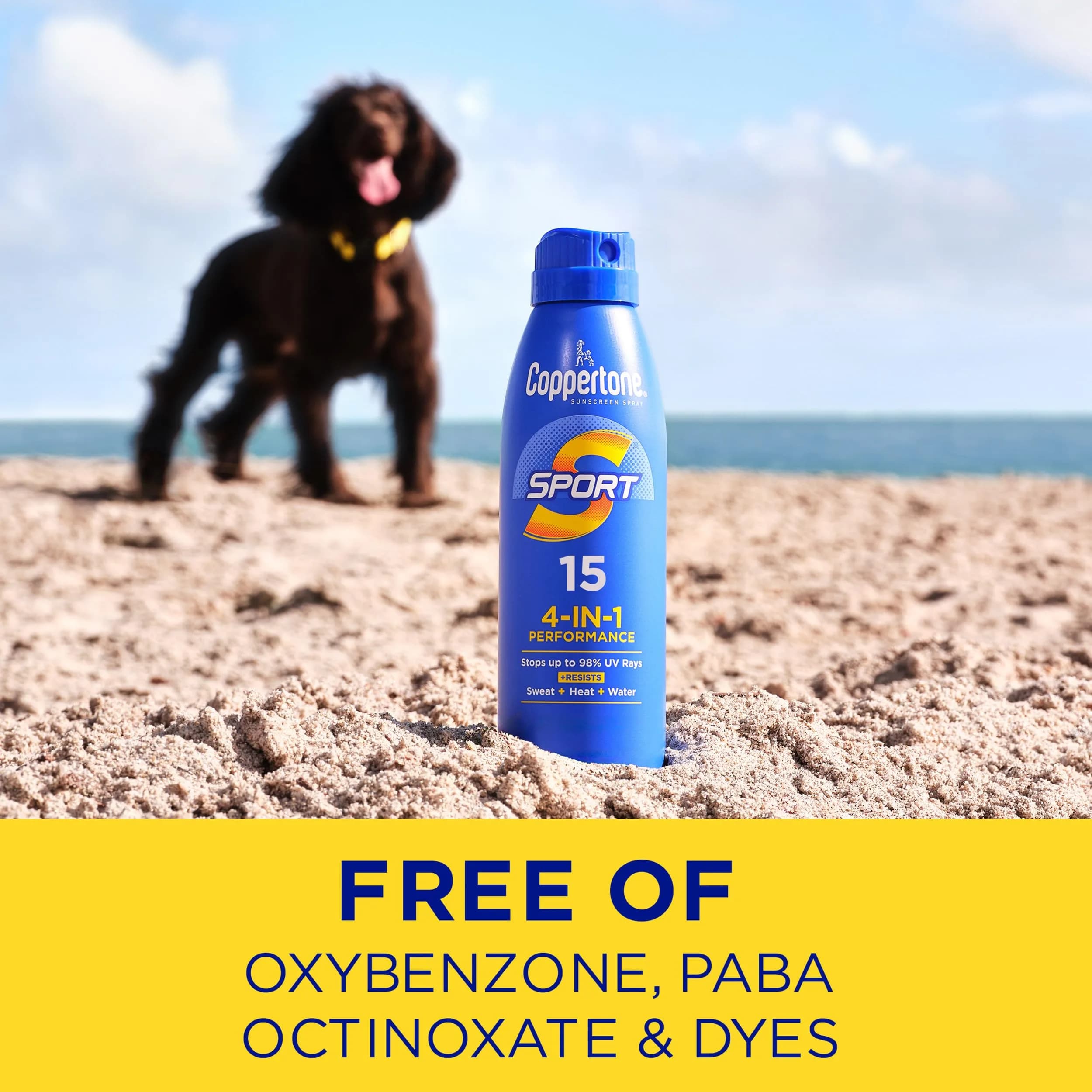 Coppertone Sport Sunscreen Spray SPF 15, 156 g (5.5 Fl Oz) | Water Resistant 80 Min, Broad Spectrum UVA/UVB - view 7