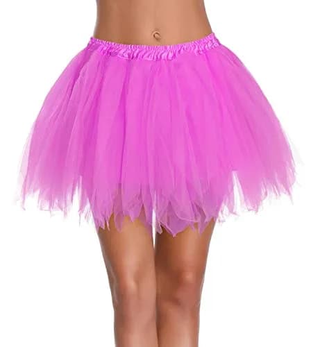 v28 Women's 1950s Vintage Tutu Tulle Petticoat & Bubble Skirt 16" | Plus Size (US: 10-18), Hot Pink thumbnail 1