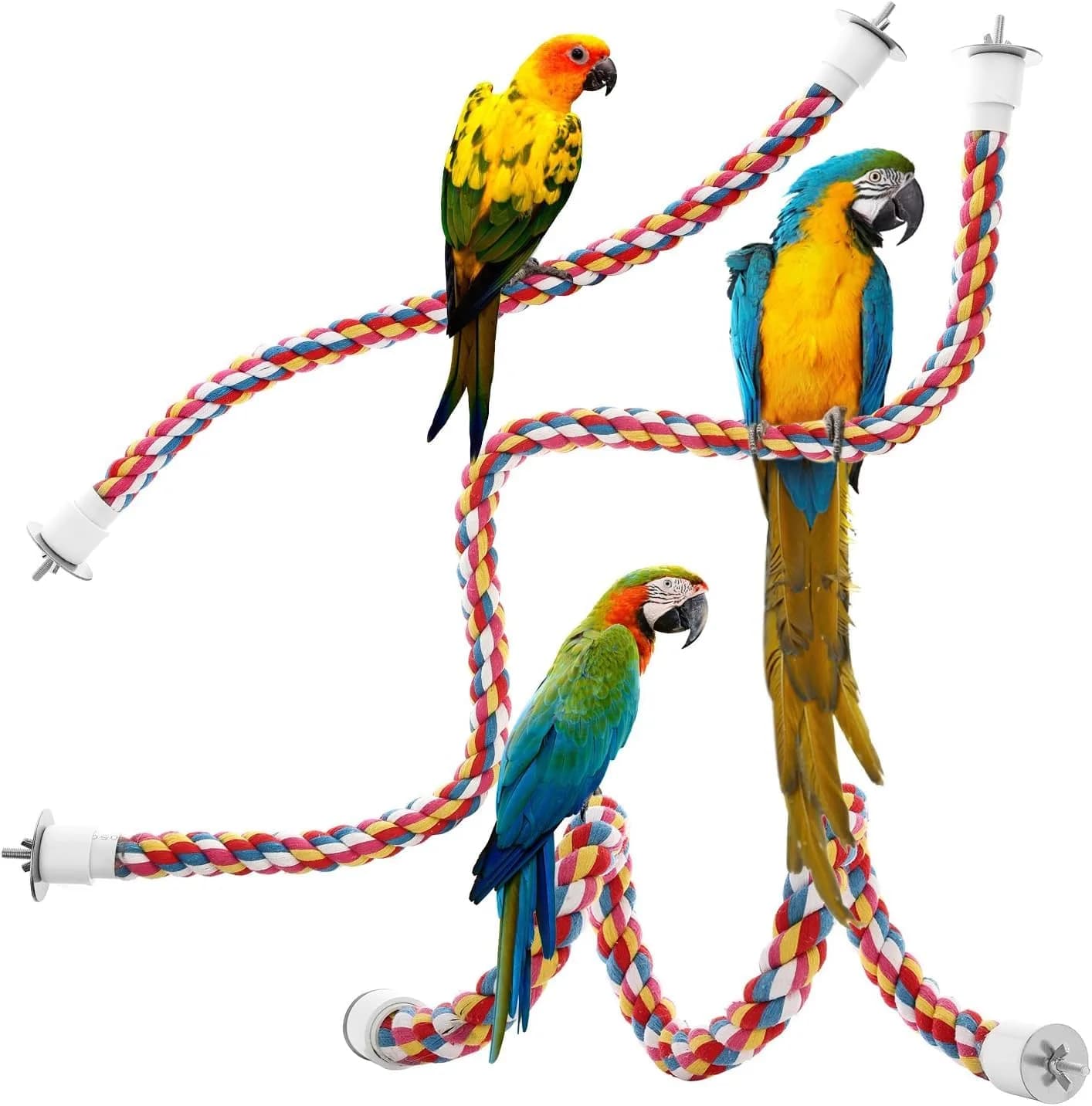 Jusney Bird Rope Perches 33 inches | Cotton Rope Bird Toy for Exercise & Play