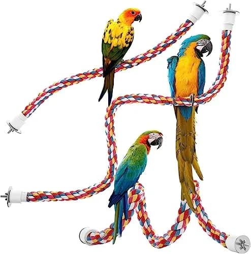 Jusney Bird Rope Perches 33 inches | Cotton Rope Bird Toy for Exercise & Play thumbnail 1